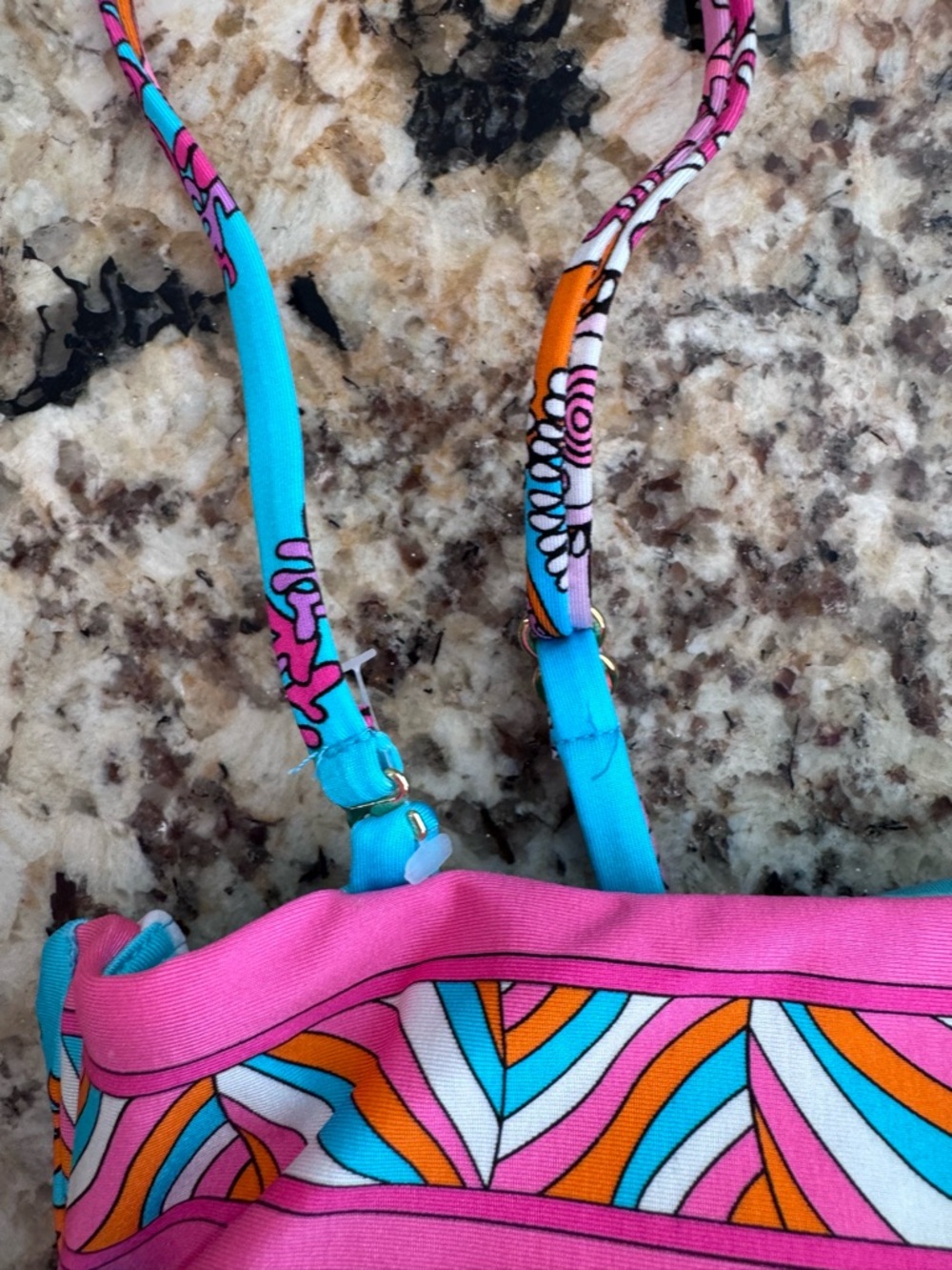NWT Trina Turk Pink Turquoise & Orange Floral bathing suit top size 6 - Picture 4 of 5